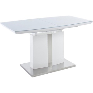 MCA furniture Esstisch Najuma, TOPSELLER! (Tisch, Esstisch, s Choice), Bootsform weiß mit Synchronauszug, Sicherheitsglas