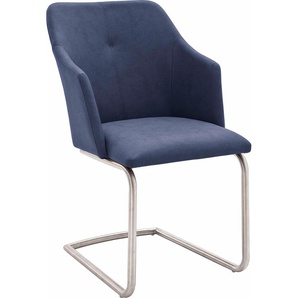 Esszimmerstuhl MCA FURNITURE Madita 4 Fuß Stuhl B-eckig Stühle Gr. B/H/T: 54 cm x 88 cm x 62 cm, 2 St., Kunstleder uni, Freischwinger + Edelstahl, blau (nachtblau) Küchenstühle Stühle Stuhl belastbar bis max. 140 kg
