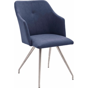 Esszimmerstuhl MCA FURNITURE Madita 4 Fuß Stuhl B-eckig Stühle Gr. B/H/T: 54 cm x 88 cm x 62 cm, 2 St., Kunstleder uni, 4-Bein-Stuhl + Edelstahl, blau (nachtblau) Küchenstühle Stühle Stuhl belastbar bis max. 140 kg