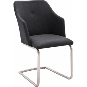 Esszimmerstuhl MCA FURNITURE Madita 4 Fuß Stuhl B-eckig Stühle Gr. B/H/T: 54 cm x 88 cm x 62 cm, 2 St., Kunstleder uni, Freischwinger + Edelstahl, grau (anthrazit) Küchenstühle Stühle Stuhl belastbar bis max. 140 kg