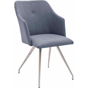 Esszimmerstuhl MCA FURNITURE Madita 4 Fuß Stuhl B-eckig Stühle Gr. B/H/T: 54 cm x 88 cm x 62 cm, 2 St., Kunstleder uni, 4-Bein-Stuhl + Edelstahl, grau (graublau) Küchenstühle Stühle Stuhl belastbar bis max. 140 kg
