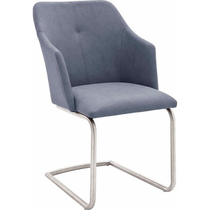 Esszimmerstuhl MCA FURNITURE Madita 4 Fuß Stuhl B-eckig Stühle Gr. B/H/T: 54 cm x 88 cm x 62 cm, 2 St., Kunstleder uni, Freischwinger + Edelstahl, grau (graublau) Küchenstühle Stühle Stuhl belastbar bis max. 140 kg