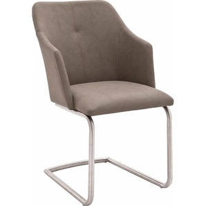 Esszimmerstuhl MCA FURNITURE Madita 4 Fuß Stuhl B-eckig Stühle Gr. B/H/T: 54 cm x 88 cm x 62 cm, 2 St., Kunstleder uni, Freischwinger + Edelstahl, grau (taupe) Küchenstühle Stühle Stuhl belastbar bis max. 140 kg