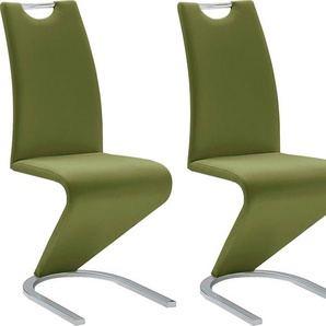 Freischwinger MCA FURNITURE Amado Stühle Gr. B/H/T: 45 cm x 102 cm x 62 cm, 2 St., Kunstleder uni, Set + Metall, grün (olive, chrom) Freischwinger Stühle 2er-, 4er-, 6er-Set, Stuhl belastbar bis 120 Kg
