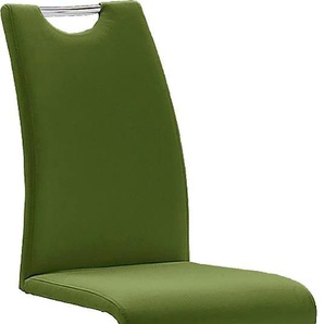 Freischwinger MCA FURNITURE Amado Stühle Gr. B/H/T: 45 cm x 102 cm x 62 cm, 4 St., Kunstleder uni, Set + Metall, grün (olive, chrom) Freischwinger Stühle 2er-, 4er-, 6er-Set, Stuhl belastbar bis 120 Kg