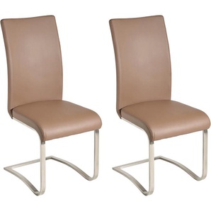 Freischwinger MCA FURNITURE Arco Stühle Gr. B/H/T: 43 cm x 103 cm x 52 cm, 2 St., Kunstleder Lederoptik, Set + Edelstahl, braun (cappuccino, edelstahl gebürstet) Freischwinger Küchenstuhl Stuhl Esszimmerstühle Stühle 2er-, 4er-, 6er-Set, belastbar bis 130