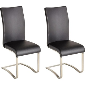 Freischwinger MCA FURNITURE Arco Stühle Gr. B/H/T: 43 cm x 103 cm x 52 cm, 2 St., Kunstleder Lederoptik, Set + Edelstahl, schwarz (schwarrz, edelstahl gebürstet) Freischwinger 2er-, 4er-, 6er-Set, Stuhl belastbar bis 130 Kg