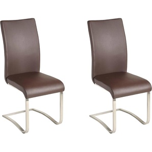 Freischwinger MCA FURNITURE Arco Stühle Gr. B/H/T: 43 cm x 103 cm x 52 cm, 4 St., Kunstleder Lederoptik, Set + Edelstahl, braun (braun, edelstahl gebürstet) Freischwinger Küchenstuhl Stuhl Esszimmerstühle Stühle 2er-, 4er-, 6er-Set, belastbar bis 130 Kg