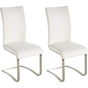 Freischwinger MCA FURNITURE Arco Stühle Gr. B/H/T: 43 cm x 103 cm x 52 cm, 4 St., Kunstleder Lederoptik, Set + Edelstahl, weiß (weiß, edelstahl gebürstet) Freischwinger 2er-, 4er-, 6er-Set, Stuhl belastbar bis 130 Kg