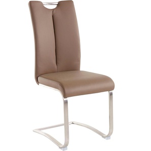 Freischwinger MCA FURNITURE Artos Stühle Gr. B/H/T: 45 cm x 102 cm x 58 cm, 2 St., Kunstleder Lederoptik, Set + Edelstahl, braun (cappuccino, edelstahl) Freischwinger Stuhl bis 140 Kg belastbar