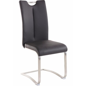 Freischwinger MCA FURNITURE Artos Stühle Gr. B/H/T: 45 cm x 102 cm x 58 cm, 2 St., Kunstleder Lederoptik, Set + Edelstahl, schwarz (schwarz, edelstahl) Freischwinger Stühle Stuhl bis 140 Kg belastbar