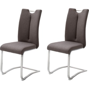 Freischwinger MCA FURNITURE Artos XL Stühle Gr. B/H/T: 45 cm x 102 cm x 58 cm, 2 St., Edelstahl, braun (braun, edelstahl gebürstet) Freischwinger 2-er Set, Stuhl mit Griffloch, belastbarkeit bis 140 kg