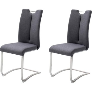 Freischwinger MCA FURNITURE Artos XL Stühle Gr. B/H/T: 45 cm x 102 cm x 58 cm, 2 St., Edelstahl, grau (anthrazit, edelstahl gebürstet) Freischwinger 2-er Set, Stuhl mit Griffloch, belastbarkeit bis 140 kg