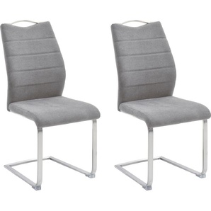 Freischwinger MCA FURNITURE Ferrera Stühle Gr. B/H/T: 45 cm x 99 cm x 57 cm, 2 St., Set + Metall, grau (grau, edelstahl gebürstet) Freischwinger Stuhl belastbar bis 140 Kg