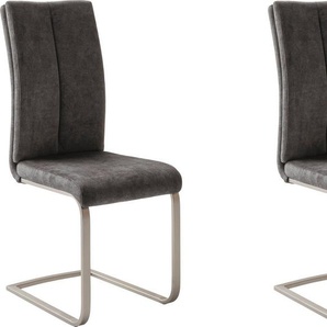 MCA furniture Freischwinger Hudson Schwingstuhl 4er Set (Set, 4 St), Flachrohr,Vintage-Veloursoptik,mit Griff,belastbar 140 kg