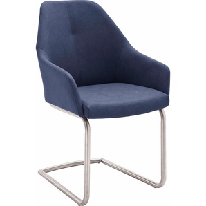Freischwinger MCA FURNITURE MADITA A Stühle Gr. B/H/T: 55 cm x 88 cm x 62 cm, 2 St., Kunstleder uni, Set + Edelstahl, blau (nachtblau) Freischwinger Stuhl max. belastbar bis 130 kg