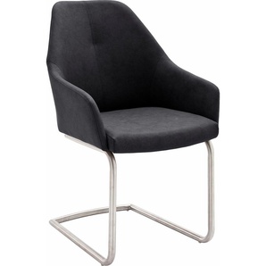 Freischwinger MCA FURNITURE MADITA A Stühle Gr. B/H/T: 55 cm x 88 cm x 62 cm, 2 St., Kunstleder uni, Set + Edelstahl, grau (anthrazit) Freischwinger Stühle Stuhl max. belastbar bis 130 kg