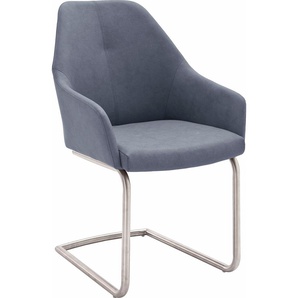 Freischwinger MCA FURNITURE MADITA A Stühle Gr. B/H/T: 55 cm x 88 cm x 62 cm, 2 St., Kunstleder uni, Set + Edelstahl, grau (graublau) Freischwinger Stühle Stuhl max. belastbar bis 130 kg
