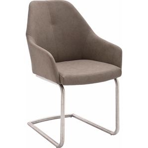 Freischwinger MCA FURNITURE MADITA A Stühle Gr. B/H/T: 55 cm x 88 cm x 62 cm, 2 St., Kunstleder uni, Set + Edelstahl, grau (taupe) Freischwinger Stuhl max. belastbar bis 130 kg
