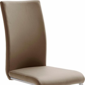 Freischwinger MCA FURNITURE Paulo 1 Stühle Gr. B/H/T: 42 cm x 102 cm x 58 cm, 4 St., Kunstleder Lederoptik, Edelstahl, braun (cappuccino, edelstahl gebürstet) Freischwinger Stuhl belastbar bis 120 kg