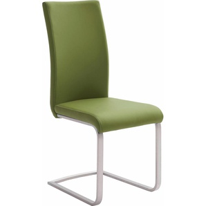 Freischwinger MCA FURNITURE Paulo 1 Stühle Gr. B/H/T: 42 cm x 102 cm x 58 cm, 4 St., Kunstleder Lederoptik, Edelstahl, grün (olive, edelstahl gebürstet) Freischwinger Stühle Stuhl belastbar bis 120 kg