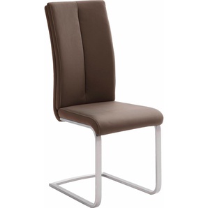 Freischwinger MCA FURNITURE Paulo 2 Stühle Gr. B/H/T: 42 cm x 104 cm x 61 cm, 4 St., Kunstleder uni, Set + Edelstahl, braun Freischwinger Stuhl belastbar bis 120 kg