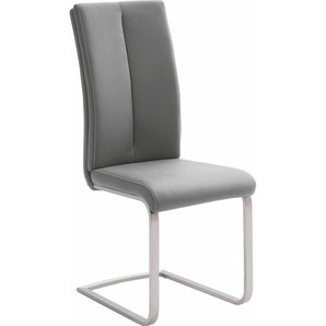 Freischwinger MCA FURNITURE Paulo 2 Stühle Gr. B/H/T: 42 cm x 104 cm x 61 cm, 4 St., Kunstleder uni, Set + Edelstahl, grau Freischwinger Stuhl belastbar bis 120 kg