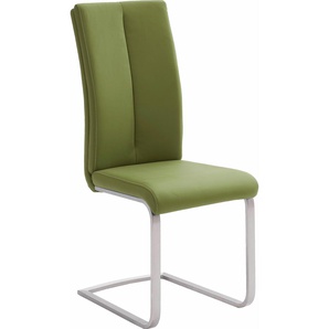 Freischwinger MCA FURNITURE Paulo 2 Stühle Gr. B/H/T: 42 cm x 104 cm x 61 cm, 4 St., Kunstleder uni, Set + Edelstahl, grün (olive) Freischwinger Stuhl belastbar bis 120 kg