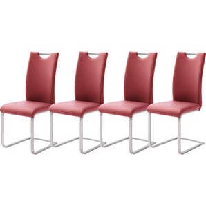 Freischwinger MCA FURNITURE Paulo Stühle Gr. B/H/T: 42 cm x 103 cm x 55 cm, 4er Set, Kunstleder Lederoptik, Edelstahl, rot (bordeaux, edelstahl gebürstet) Freischwinger Stuhl belastbar bis 120 kg