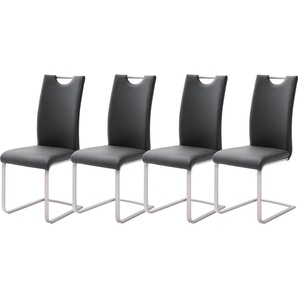 Freischwinger MCA FURNITURE Paulo Stühle Gr. B/H/T: 42 cm x 103 cm x 55 cm, 4er Set, Kunstleder Lederoptik, Edelstahl, schwarz (schwarz, edelstahl gebürstet) Freischwinger Stuhl belastbar bis 120 kg