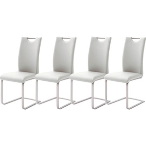 Freischwinger MCA FURNITURE Paulo Stühle Gr. B/H/T: 42 cm x 103 cm x 55 cm, 4er Set, Kunstleder Lederoptik, Edelstahl, weiß (weiß, edelstahl gebürstet) Freischwinger Stuhl belastbar bis 120 kg