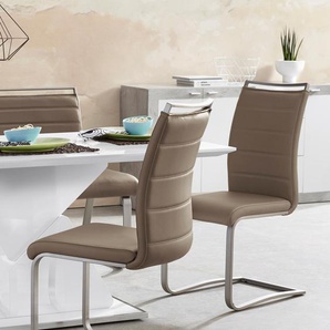 Freischwinger MCA FURNITURE Pescara Stühle Gr. B/H/T: 42 cm x 102 cm x 56 cm, 2 St., Kunstleder Lederoptik, Set + Edelstahl, braun (cappuccino, edelstahl gebürstet) Freischwinger Stuhl belastbar bis 120 Kg