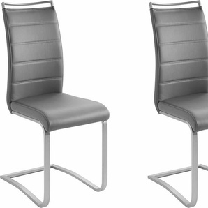 Freischwinger MCA FURNITURE Pescara Stühle Gr. B/H/T: 42 cm x 102 cm x 56 cm, 2 St., Kunstleder Lederoptik, Set + Edelstahl, grau (grau, edelstahl gebürstet) Freischwinger Stuhl belastbar bis 120 Kg