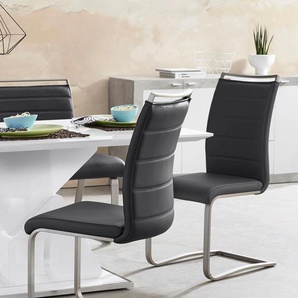 Freischwinger MCA FURNITURE Pescara Stühle Gr. B/H/T: 42 cm x 102 cm x 56 cm, 2 St., Kunstleder Lederoptik, Set + Edelstahl, schwarz (schwarz, edelstahl gebürstet) Freischwinger Stühle Stuhl belastbar bis 120 Kg