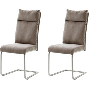 Freischwinger MCA FURNITURE PIA Stühle Gr. B/H/T: 45 cm x 109 cm x 62 cm, 2 St., Chenilleoptik uni, Set + Edelstahl, beige (sand) Freischwinger Stuhl belastbar bis 120 kg, Kissenoptik