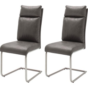 Freischwinger MCA FURNITURE PIA Stühle Gr. B/H/T: 45 cm x 109 cm x 62 cm, 2 St., Stoffbezug Antikoptik, Set + Edelstahl, grau Freischwinger Stuhl belastbar bis 120 kg, Kissenoptik