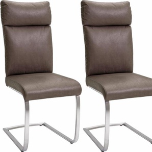 Freischwinger MCA FURNITURE Stühle Gr. B/H/T: 46 cm x 106 cm x 62 cm, 2 St., Microfaser, Edelstahl, braun (braun, silberfarben) Freischwinger Stuhl belastbar bis 130 Kg