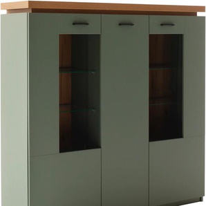 MCA furniture Highboard »MONIZ Highboard«, (1 St.), Hochkommode,Kommode,Eiche,Salbeigrün,3 Türen,gedämpft,Breite 138 cm