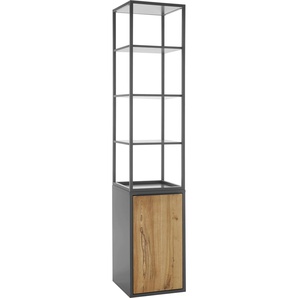 Hochkommode MCA FURNITURE Asmara Sideboards Gr. B/H/T: 40 cm x 197 cm x 40 cm, grau Hochschrank mit Front in Eiche furnier, Gestell Metall Grau