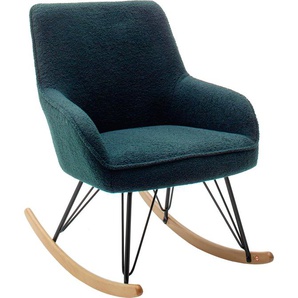 Schaukelstuhl MCA FURNITURE Oran Stühle Gr. B/H/T: 69 cm x 91 cm x 80 cm, Metall, grün (olive, buche) Schaukelstuhl Schaukelstühle Kufenstuhl mit Armlehne, bis 120 kg belastbar, Komfortsitzhöhe 49 cm