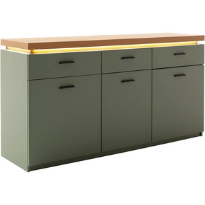 MCA furniture Sideboard »MONIZ Sideboard«, (1 St.), Kommode,Eiche Salbeigrün,3 Türen,3 Schubkästen,gedämpft,Breite 156 cm