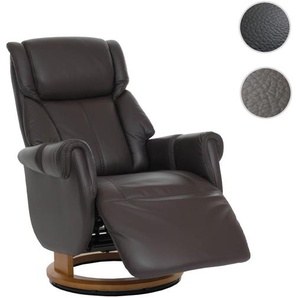 MCA Relaxsessel + Aufstehhilfe HWC-N58, Fernsehsessel Liegesessel Fußstütze Holz Leder ~ Variantenan 107260