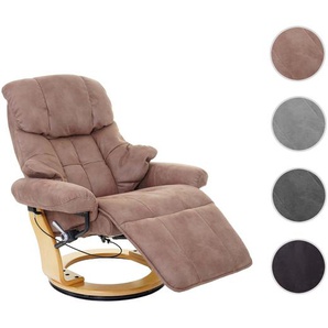 MCA Relaxsessel Calgary 2, Fernsehsessel Sessel, Stoff/Textil 150kg belastbar ~ antikbraun, naturbraun
