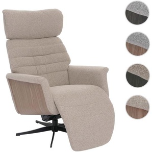 MCA Relaxsessel HWC-N56, Fernsehsessel Liegesessel Fußstütze drehbar Holz Stoff/Textil ~ Variantenan 107268