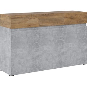 Meble Wojcik Sideboard Rimini Kommode grifflos Farbe wählbar,Beton / Kastanienfarben 76541526