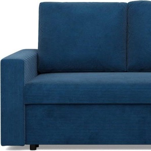 Mebligo Sofa mit Schlaffunktion NEO, Wohnzimmer Couch 3-Sitzer 220x92cm, Cord Dunkelblau