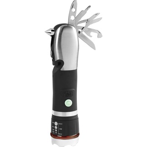 LED Taschenlampe MEDIASHOP Panta Safe Guard Mobilleuchten silberfarben (schwarz, silberfarben) Campingleuchten per USB aufladbar, Lichtkegel stufenlos einstellbar, 3 Lichtmodi