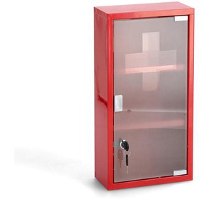 Medizinschrank, Rot, Metall, 2 Fächer, 25x45x12 cm, Badezimmer, Badezimmerschränke, Medizinschränke