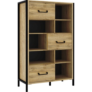 Mehrzweckregal FORTE Regale Gr. B/H/T: 94,1 cm x 151,5 cm x 41,5 cm, 10 St., braun (bartex eiche, schwarz) Baby Kinderschrank Kinderregal Kinderregale