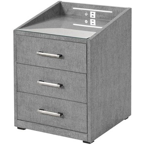 meinBett Nachtkonsole mit LED-Beleuchtung und USB-Anschluss Moon ¦ grau ¦ Maße (cm): B: 47 H: 61 T: 46.0